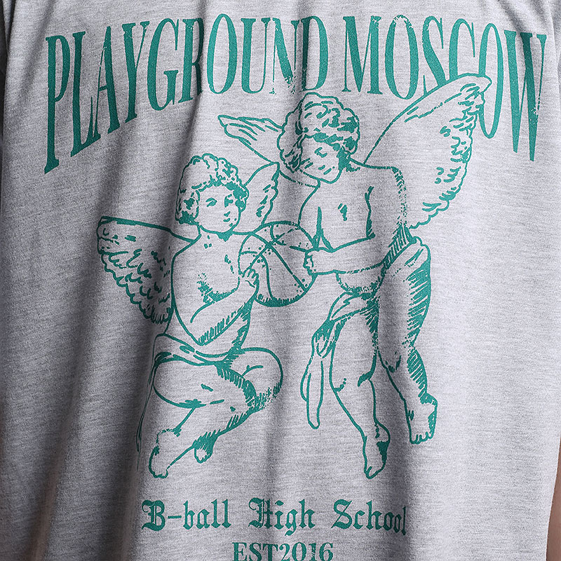 мужская серая футболка PLAYGROUND B-Ball High School Tee Angel grey tee - цена, описание, фото 2